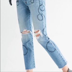 Levi’s 501 Cropped Skinny Jeans with design